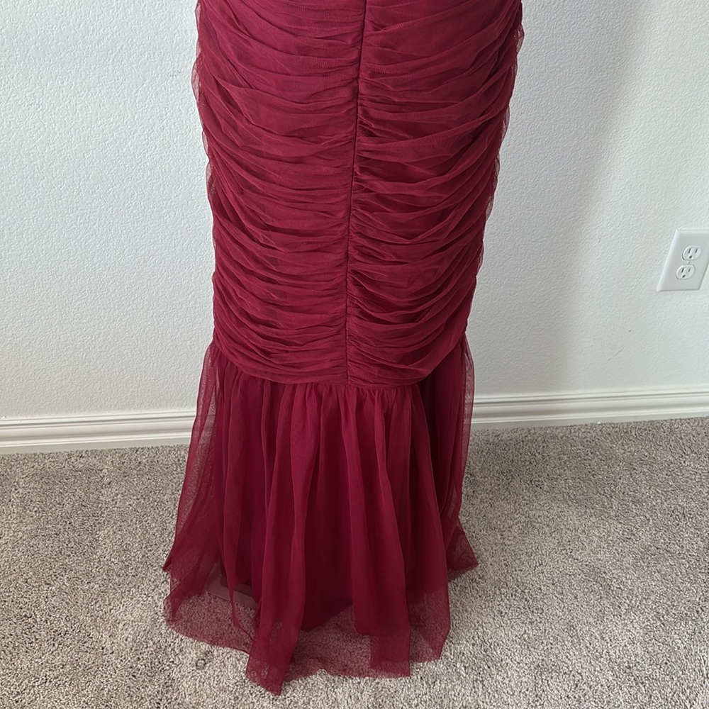JS Collections Red Asymmetrical Ruched Maxi Dress - Picture 7 of 8